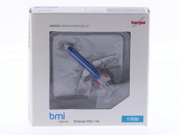 Schaal 1:500 Herpa 518079 Embraer ERJ-145 bmi regional Re..., Ophalen of Verzenden, Zo goed als nieuw