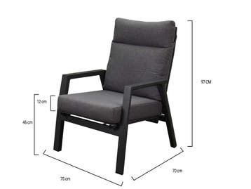 Vegas lounge tuinstoel verstelbaar aluminium antraciet, Tuin en Terras, Tuinstoelen, Ophalen of Verzenden, Nieuw, Aluminium