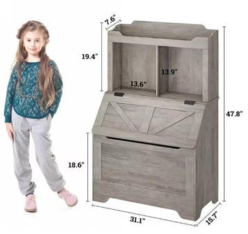 Hoge Kinderboekenkast met Speelgoedopbergkist en Deksel, Kinderen en Baby's, Kinderkamer | Overige Meubels, Verzenden, Nieuw