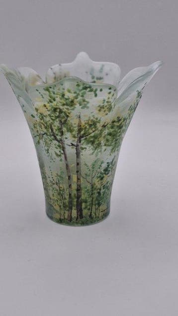 Art Nouveau Style Miniature Frosted Glass Vase -