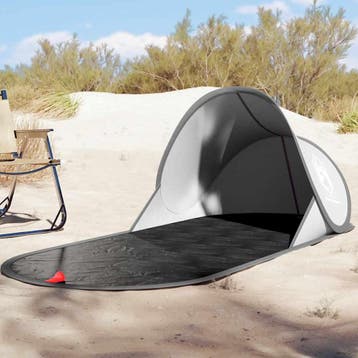 vidaXL Strandtent pop-up waterdicht grijs, Caravans en Kamperen, Tenten, Verzenden, Nieuw, Tot en met 2