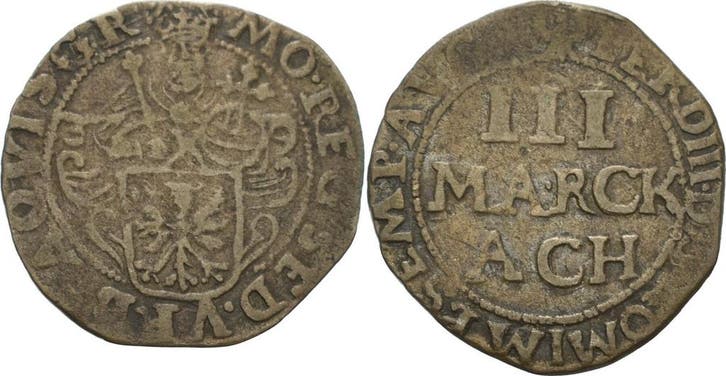 3 Mark 1639 Aachen (MuntenenBankbiljetten-Duitslandvoor1871), Postzegels en Munten, Munten | Europa | Niet-Euromunten, Verzenden