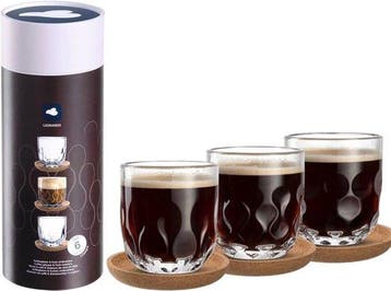 Leonardo GOCCE Koffieglas 220ml set van 3 glazen met, Nieuw