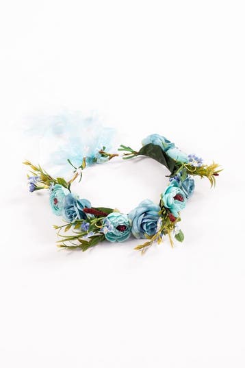 KIMU® Luxe Bloemenkrans Haar Rozenkrans Blauw Blauwe Bloemen, Ophalen of Verzenden, Nieuw, Carnaval, Accessoires