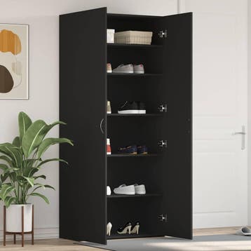 vidaXL Schoenenkast 80 x 35.5 x 180 cm Bewerkt hout Zwart, Verzenden, Nieuw