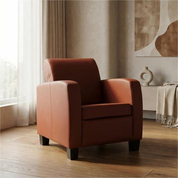 Leren fauteuil Joy - Toledo Terra (donkercognac) - Poten, Huis en Inrichting, Fauteuils, Nieuw, Ophalen of Verzenden, Eigentijds, Klassiek, Modern