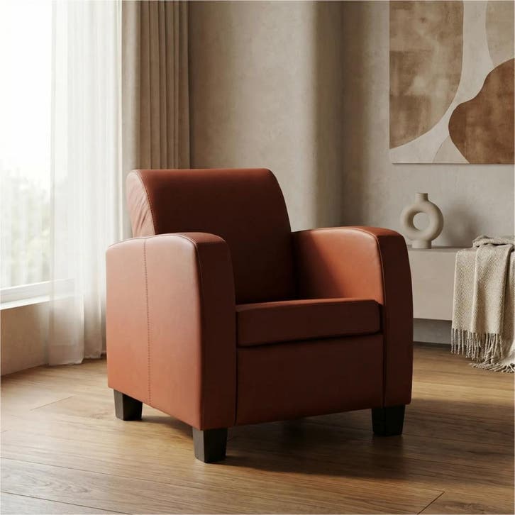 Leren fauteuil Joy - Toledo Terra (donkercognac) - Poten, Huis en Inrichting, Fauteuils, 50 tot 75 cm, 75 tot 100 cm, Nieuw, Leer