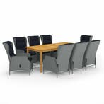 vidaXL 9-delige Tuinset lichtgrijs, Nieuw, 8 zitplaatsen, Tuinset, Verzenden