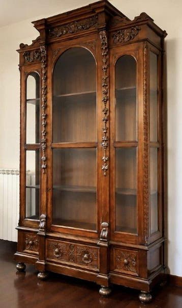 Vitrinekast - hard hout - 1880-Walnotenhout