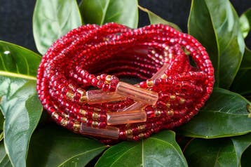 3 in 1 Waist Beads / Afrikaanse Heupketting - ABENI - Rood (, Ophalen of Verzenden, Nieuw