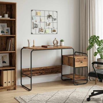 vidaXL Bureau met opbergruimte Oud hout 131,5 x 50 x 75,5 cm, Huis en Inrichting, Bureaus, Verzenden, Nieuw