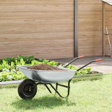 vidaXL Kruiwagen Zilver en Zwart 80 L 120 kg Gegalvaniseerd, Verzenden, Nieuw