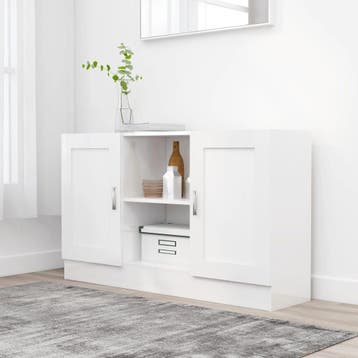 vidaXL Dressoir 120x30,5x70 cm bewerkt hout wit, Huis en Inrichting, Kasten | Dressoirs, 100 tot 150 cm, Verzenden, Nieuw, 25 tot 50 cm