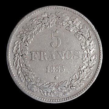 België. Leopold I. 5 Francs 1835 / Position B / Rare (Zonder