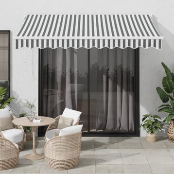 vidaXL Handmatige Zonnescherm 3 x 2,5 m Antraciet en wit, Verzenden, Nieuw