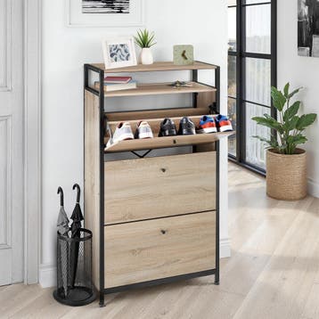 Schoenenkast - Industrieel licht hout, eiken Sonoma, 61 cm, Verzenden, Nieuw