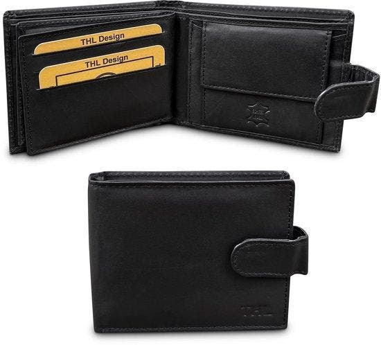 THL Design Leren Portemonnee Heren Afsluitbaar  Nappa Leer, Sieraden, Tassen en Uiterlijk, Portemonnees, Zwart, Nieuw, Overige merken