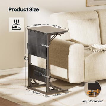 Laptoptafel - Bijzettafel - Verstelbaar - 70x40x30 - Zwart -, Huis en Inrichting, Tafels | Sidetables, Verzenden, Zo goed als nieuw