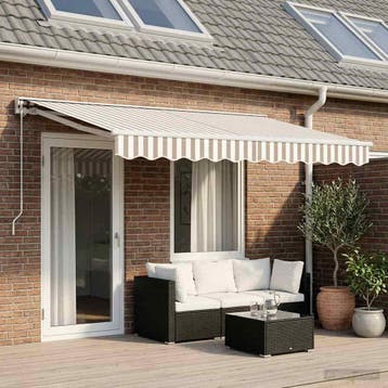 vidaXL Handmatig uitschuifbare luifel Lichtgrijs en wit. 5 ×, Verzenden, Nieuw