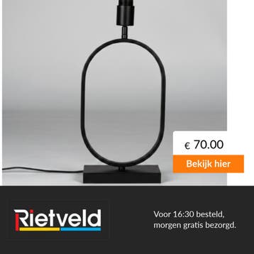 Rietveld-Tafellampen-Zwart-Metaal, Verzenden, Nieuw