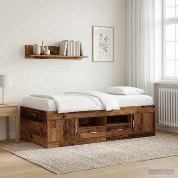 vidaXL Bedframe met opslag met lade Oud hout 80 x 200 cm, Verzenden, Nieuw, Bruin, Hout