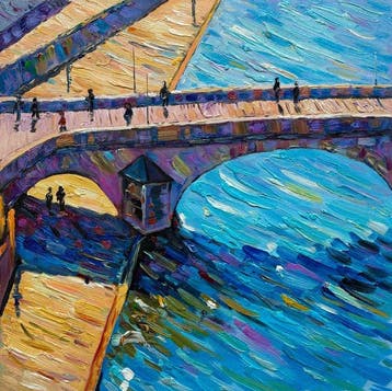 Néo Pablo - Paris Blue Current – 100% original Painting by