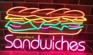 Sandwich brood NEON bord led lichtbord verlichting lamp XXL, Verzenden, Nieuw