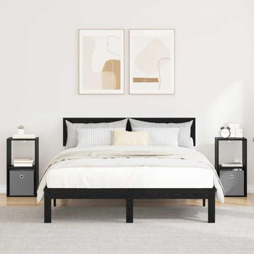 vidaXL Nachtkastje 2 st Zwart Eiken 30,5 x 27 x 59,5 cm, Minder dan 45 cm, Verzenden, Nieuw, 55 tot 70 cm