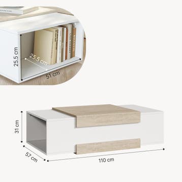 Salontafel Eljak 110x57x31 cm wit en travertin [en.casa], Verzenden, Nieuw