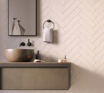 Wandtegel Sartoria Ceramic Icarus Cream Beige Glans 7,5x30, Nieuw, 20 tot 40 cm, 10 m² of meer, Wandtegels