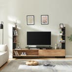 Tv-meubel Rauki zwart en houtkleurig mango 233x31x140 cm [en, Verzenden, Nieuw