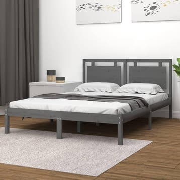 vidaXL Bedframe massief hout grijs 200x200 cm, Huis en Inrichting, Slaapkamer | Bedden, Verzenden, Overige maten, 200 cm, Grijs