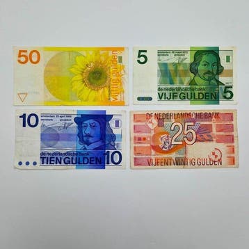 Nederland. - 4 Banknotes Gulden 1983, 1989, 1968, 1973 -