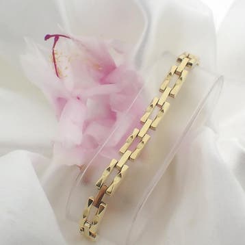 Gouden Bismarck schakel armband (Schakelarmband), Ophalen of Verzenden, Gebruikt, Goud, Goud