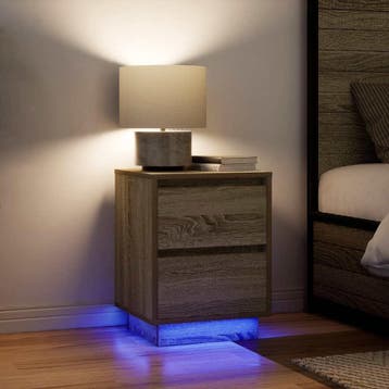 vidaXL Nachtkastjes met led-verlichting 2 st Sonoma, Minder dan 45 cm, Verzenden, Nieuw, Minder dan 55 cm