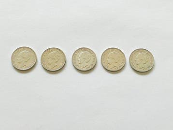 Nederland. Wilhelmina. 1/2 Gulden 1921–1930 lot van 5