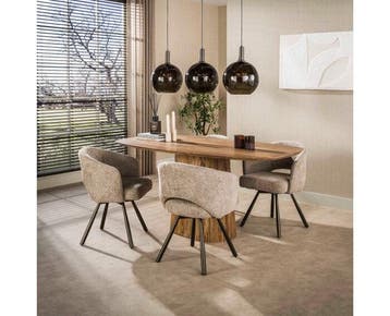 Eettafel Wave Deens ovaal kolompoot mangohout 180x90 cm -, Ophalen of Verzenden, Nieuw