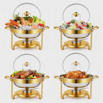 RVS Chafing Dish Buffet Set 5QT - Goudkleurig Afgewerkt - Se, Verzenden, Nieuw
