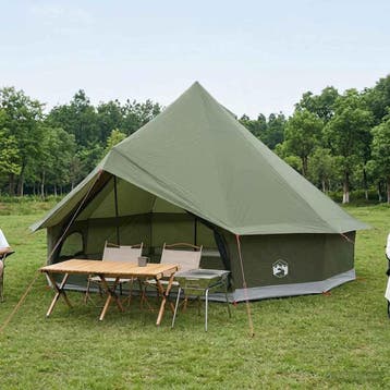 vidaXL Tipi Tent 10-persoons Legergroen Polyester en staal, Caravans en Kamperen, Verzenden, Nieuw, Tot en met 2
