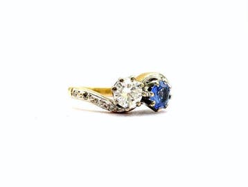 Zonder minimumprijs - Ring - 9 kt. Geel goud, Witgoud -, Sieraden, Tassen en Uiterlijk, Nieuw