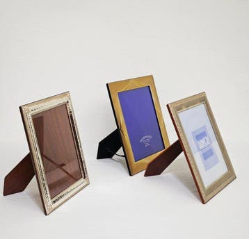 Fotolijst (3) - Glas, Hout, Aluminium, Verzilverd - Set van