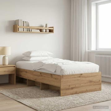vidaXL Bedframe met plank Artisanaal eiken 80 x 200 cm, Eenpersoons, Bruin, Verzenden, Nieuw