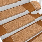 vidaXL Trapmatten 15 st 65x21x4 cm beige rechthoekige rand, Doe-het-zelf en Verbouw, Ladders en Trappen, Verzenden, Nieuw