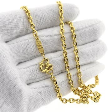 Exclusieve gouden anker schakel ketting met traditionele..., Ophalen of Verzenden, Zo goed als nieuw, Goud, Goud