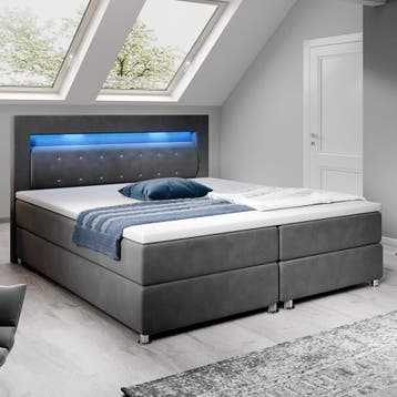 Boxspringbed / Boxspring Vancouver - 140 x 200 cm - Grijs -, Verzenden, Nieuw
