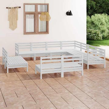 vidaXL 11-delige Loungeset massief grenenhout wit, Verzenden, Nieuw, Loungeset