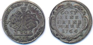 20 Kreuzer 1764 Hanau muntenberg: Wilhelm Ix (i ), 1760-1821, Verzenden