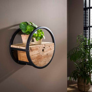 Rond wandschap met lade Carlito Ø40, Huis en Inrichting, Woonaccessoires | Wandplanken en Boekenplanken, Verzenden, Nieuw