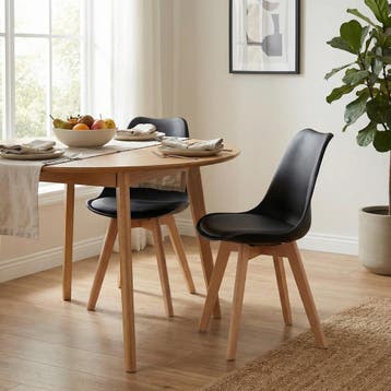 Eetkamerstoelen Zwart | Set 2 | Nieuw | Scherpe Prijs, Kunststof, Twee, Zwart, Nieuw