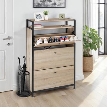 Schoenenkast - Industrieel licht hout, eiken Sonoma, 81 cm, Verzenden, Nieuw